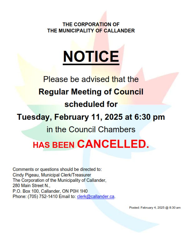 CANCELLED - February 11th Council Meeting